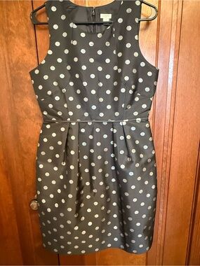 J.Crew Grey Metallic Polka Dot Fit & Flare Dress NWT Size 8